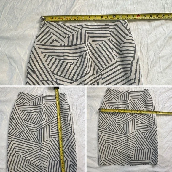 Vintage Nicole Miller Geometric Stripe Skirt Blouse Set Talon Zipper 90s Suit - Picture 6 of 11